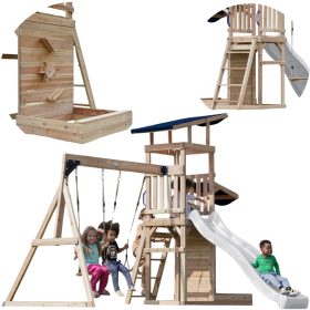 AXI-Wooden-Large-Playground-Swings-Slide-Tower-Sandbox-White AXI Wooden Large Playground Swings Slide Tower + Sandbox - White
