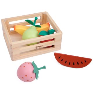 CLASSIC WORLD Set of Wooden Fruits in a Basket 6 pcs.