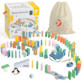 CLASSIC WORLD Wooden Domino Obstacle Course Logic Montessori Puzzle 100 pcs.