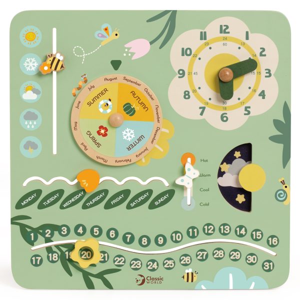 CLASSIC-WORLD-Wooden-Manipulative-Board-My-First-Calendar-Clock-for-Children CLASSIC WORLD Wooden Manipulative Board "My First Calendar" Clock for Children
