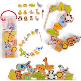 CLASSIC WORLD Wooden Threading Blocks ZOO 13 pcs.
