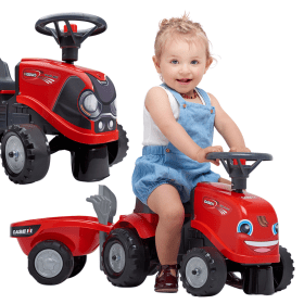 FALK Baby Case IH Ride-On Red with Trailer + Accessories for ages 12 months and up