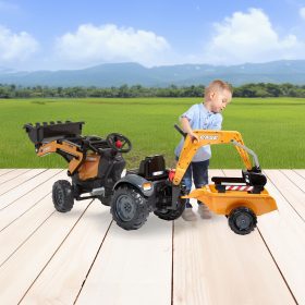 FALK-CASE-Pedal-Tractor-with-Excavator-Bucket-and-Trailer-2-5-years-1