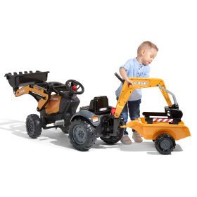 FALK-CASE-Pedal-Tractor-with-Excavator-Bucket-and-Trailer-2-5-years-3