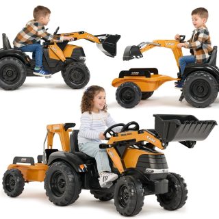 FALK Case CE Pedal Tractor with Backhoe Loader and Trailer 3-7 years