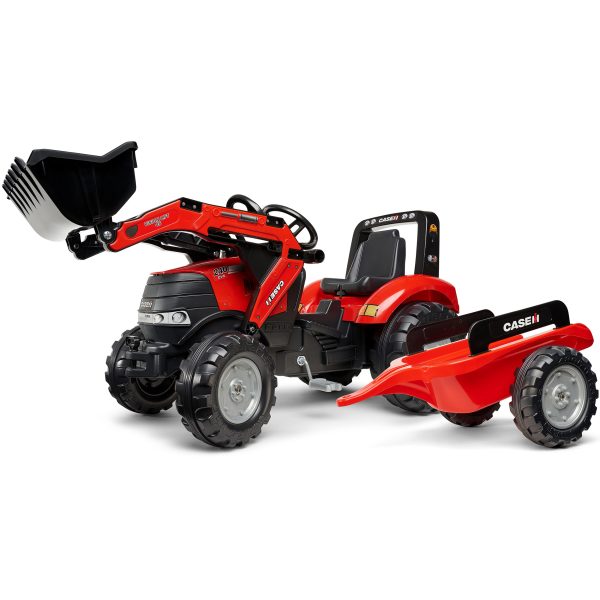 FALK Case Pedal Tractor with Bucket and Trailer Red from 3 Years