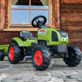 FALK-Green-Claas-Pedal-Tractor-with-Trailer-Horn-from-2-Years-Old-3