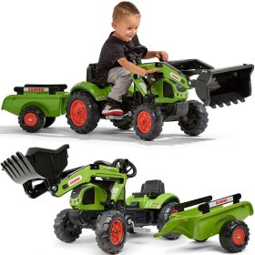 FALK-Green-Claas-Tractor-with-Trailer-and-Pedal-Bucket-for-2-5-years FALK Green Claas Tractor with Trailer and Pedal Bucket for 2-5 years