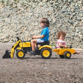 FALK-Komatsu-Pedal-Tractor-Excavator-with-Trailer-and-Bucket-1