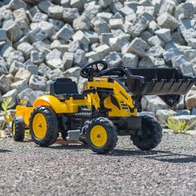 FALK-Komatsu-Pedal-Tractor-Excavator-with-Trailer-and-Bucket-2