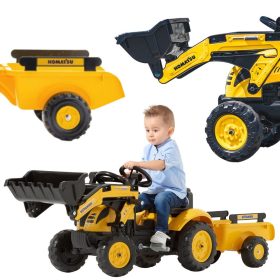 FALK Komatsu Pedal Tractor Excavator with Trailer and Bucket