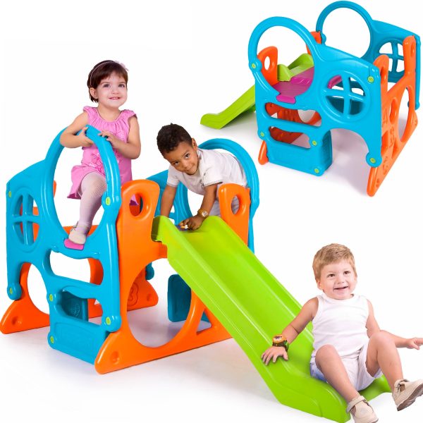 FEBER-Large-Playground-Activity-Center-100-cm-Slide-Climbing-Wall-Shapes FEBER Large Playground Activity Center 100 cm Slide Climbing Wall Shapes
