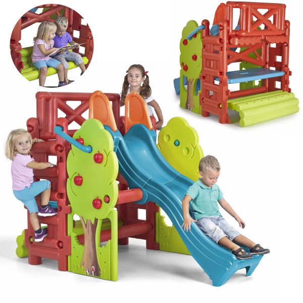 FEBER-Playground-with-Slide-and-Wood-House-Table FEBER Playground with Slide and Wood House Table