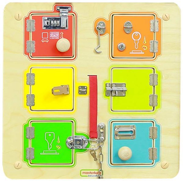 MASTERKIDZ-Learning-to-Open-and-Close-Locks-Wall-Manipulative-Board MASTERKIDZ Learning to Open and Close Locks Wall Manipulative Board