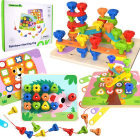TOOKY TOY Multifunctional Board Set of Colored Screws Learning Shapes