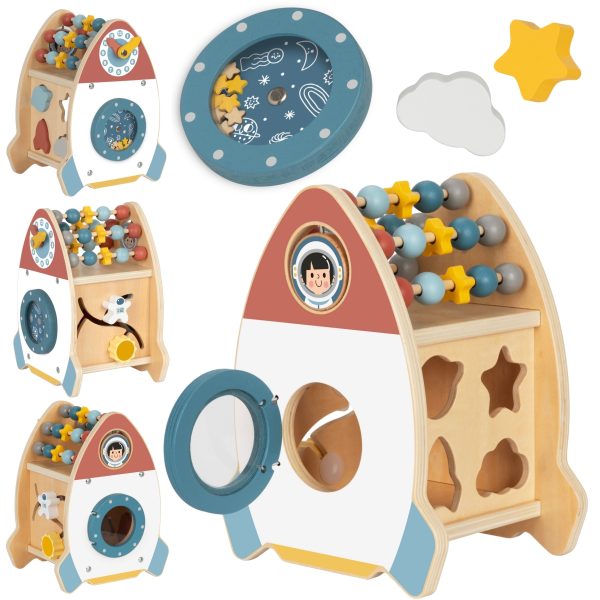 TOOKY-TOY-Space-Rocket-Activity-Sorter-Wooden-Maze TOOKY TOY Space Rocket Activity Sorter Wooden Maze