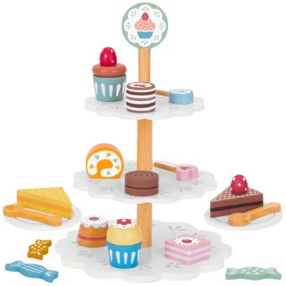 TOOKY TOY Sweets Platter Wooden Stand Cupcakes Cakes