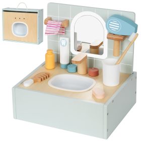 TOOKY TOY Toilet Bathroom Wooden Toilet Bathroom with Accessories