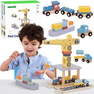 TOOKY TOY Wooden Harbor Crane Set