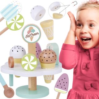 TOOKY TOY Wooden Magnetic Ice Cream on Stand