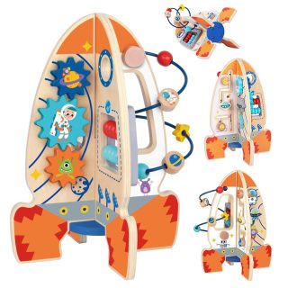 Tooky Toy Large Wooden Educational Toy Multifunctional Rocket