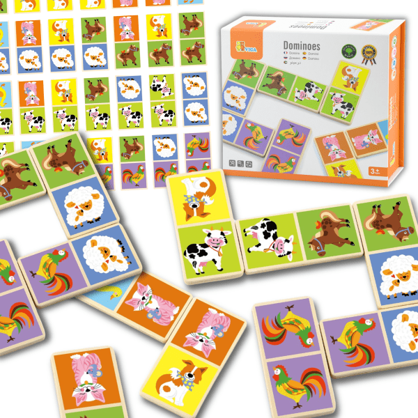 VIGA-Educational-Wooden-Domino-Blocks-Farm-Game-28-Pieces-Montessori VIGA Educational Wooden Domino Blocks Farm Game 28 Pieces Montessori