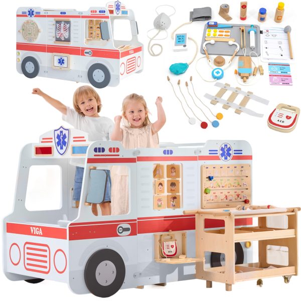 VIGA-Large-Wooden-Ambulance-Set-Ambulance-for-Small-Rescuers-Accessories-25-pcs VIGA Large Wooden Ambulance Set Ambulance for Small Rescuers Accessories 25 pcs.