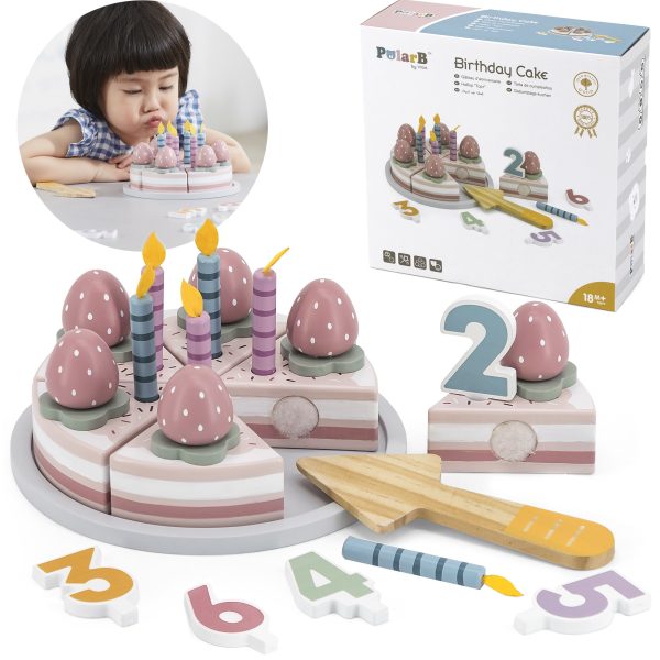 VIGA-PolarB-Wooden-Cake-Birthday-Cake-for-Cutting VIGA PolarB Wooden Cake Birthday Cake for Cutting