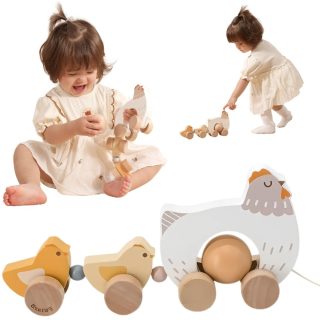 VIGA PolarB Wooden Pulling Hen with Chicks
