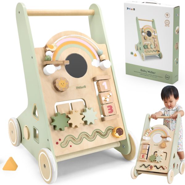 VIGA-PolarB-Wooden-Push-Walker-Green-Educational VIGA PolarB Wooden Push Walker Green Educational