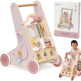 VIGA-PolarB-Wooden-Push-Walker-Pink-Educational VIGA PolarB Wooden Push Walker Pink Educational