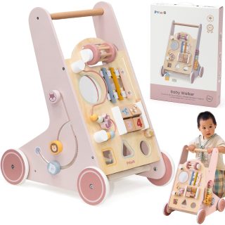 VIGA PolarB Wooden Push Walker Pink Educational