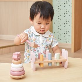 VIGA-PolarB-Wooden-Pyramid-Punch-with-Hammer-Set-Montessori-Fox-1