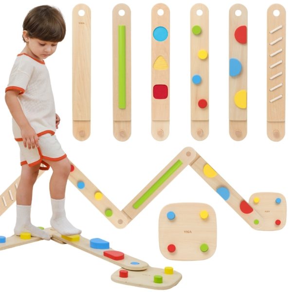 VIGA-Wooden-Balance-Beam-Modular-Track-Sensory-Path VIGA Wooden Balance Beam Modular Track Sensory Path