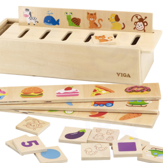 VIGA Wooden Educational Sorter Game Animals Fruits Vegetables Montessori