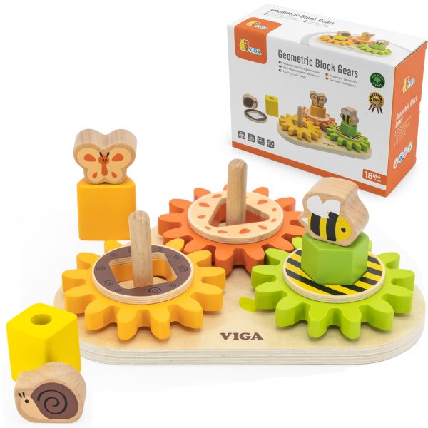 VIGA Wooden Gear Sorter "Shapes and Mechanisms"