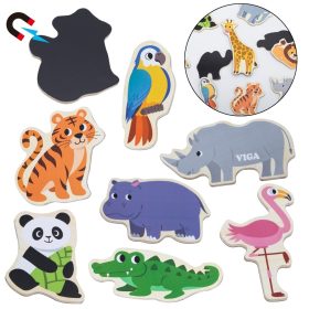 VIGA Wooden Magnets Wild Animals – Colorful Educational Magnets 18M+