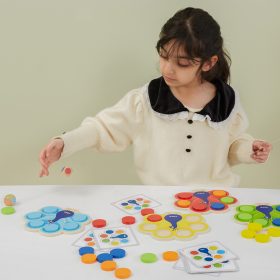 VIGA-Wooden-Match-Colors-Game-Peacock-Tail-Montessori-Cards-3
