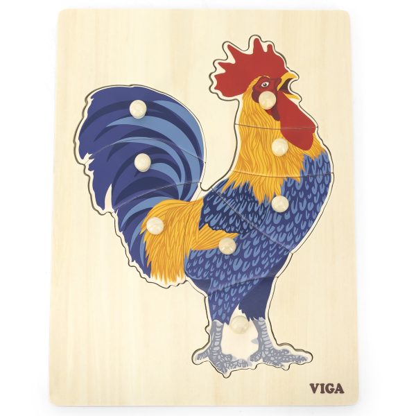 VIGA-Wooden-Montessori-Puzzle-Rooster-with-Pins VIGA Wooden Montessori Puzzle Rooster with Pins