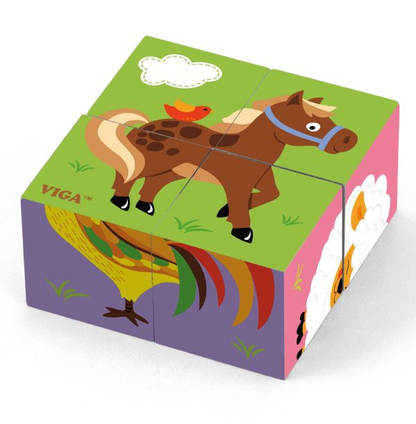 VIGA Wooden Puzzle Farm 4 Blocks