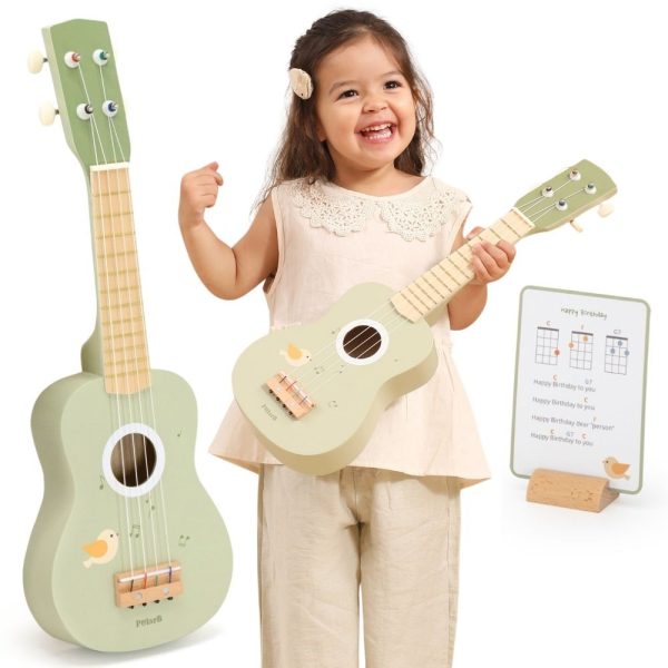 Viga-Wooden-Ukulele-Guitar-for-Kids-Green-with-Musical-Notes Viga Wooden Ukulele Guitar for Kids Green with Musical Notes