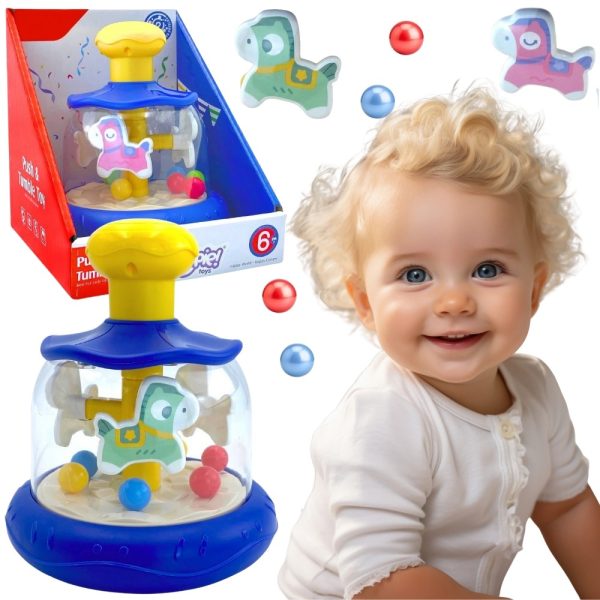 WOOPIE-BABY-Colorful-Horses-Blue-Spinning-Top-Carousel-with-Balls WOOPIE BABY Colorful Horses Blue Spinning Top Carousel with Balls