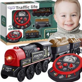WOOPIE Electric Locomotive Remote Controlled Retro Train Wagons 4 pcs.