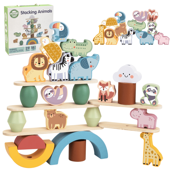 WOOPIE-GREEN-Balancing-Wooden-Animals-Stacking-Puzzle-FSC WOOPIE GREEN Balancing Wooden Animals Stacking Puzzle FSC