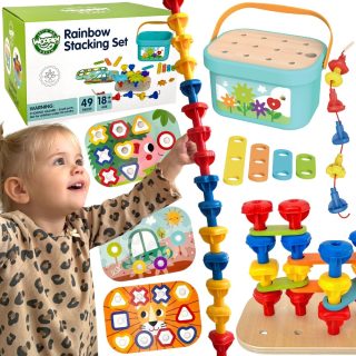 WOOPIE GREEN Montessori 12-in-1 Motor Construction Box FSC