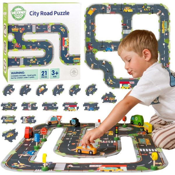 WOOPIE GREEN Road Puzzle for Children Highway Model 21 pieces FSC Certified