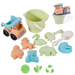 WOOPIE GREEN Sand Bucket Set with Car 11 pcs. BIODEGRADABLE ORGANIC MATERIAL