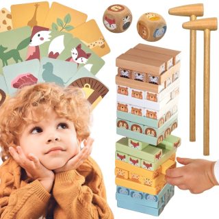 WOOPIE GREEN Skill Game "Wobbling Tower" Animals 82 pcs FSC