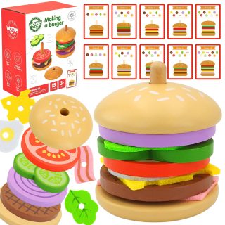 WOOPIE GREEN Wooden Burger Restaurant Puzzle for Children 15 Pieces FSC Certified