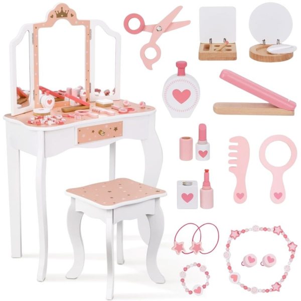 WOOPIE-GREEN-Wooden-Dressing-Table-with-Mirror-and-Accessories WOOPIE GREEN Wooden Dressing Table with Mirror and Accessories